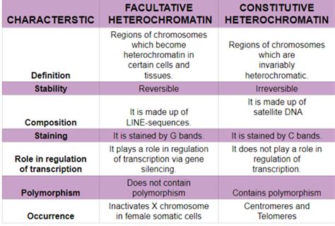 Difference Between Facultative And Constitutive Heterochromatin My