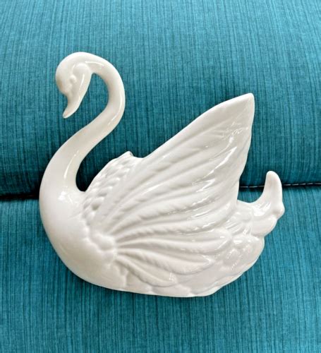 Vintage White Ceramic Swan Planter In X In Made In Usa Ebay