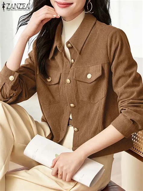 Zanzea Fashion Jackets Woman Long Sleeve Lapel Neck Coats Elegant Solid Color Outwear Female