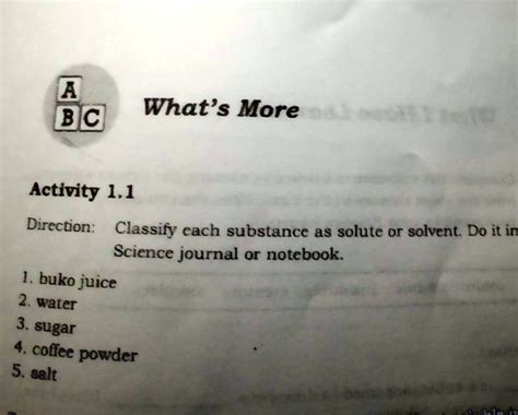 SOLVED Classify Each Substance As Solute Or Solvent Please Help BJC