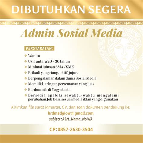 Lowongan Kerja Admin Sosial Media Di Med Glow Lokerjogja Id