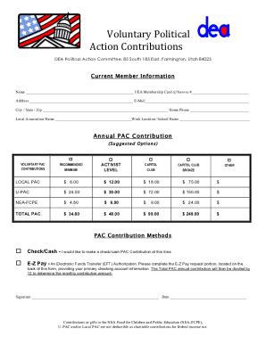 Fillable Online Pac Contribution Form Fax Email Print Pdffiller