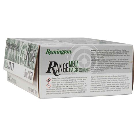 Remington Range 9mm Luger 115gr Fmj Handgun Ammo 250 Rounds Sportsman S Warehouse