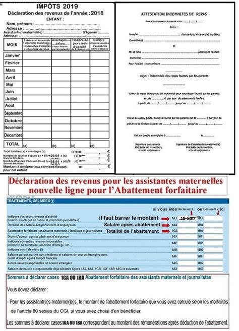 IMPÔTS TABLEAUX ATTESTATION ABATTEMENT Calcul Impot assistante