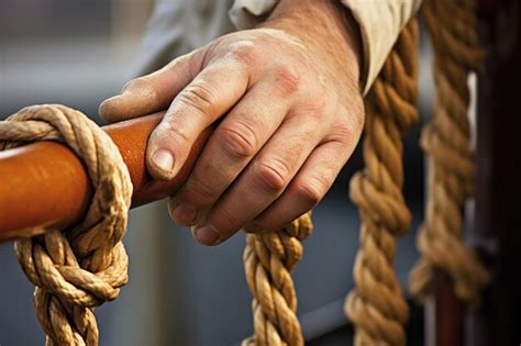 Premium Ai Image Closeup Of A Sailors Hand Gripping A Ship Railing