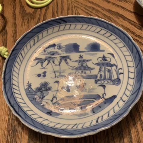 ANTIQUE CHINESE QING Dynasty Canton Blue White Porcelain 5 5 Plate