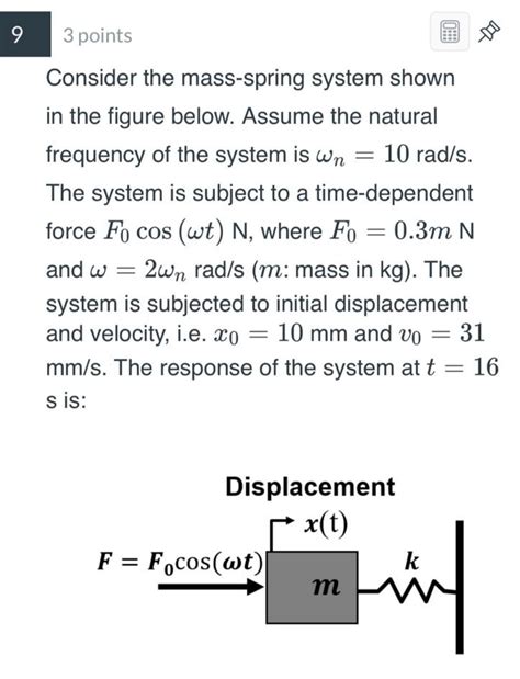 Solved 9 3 Points Consider The Mass Spring System Shown In