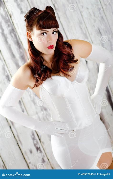 Vintage Lingerie Retro Girl Model Stock Image Image Of Retro Makeup