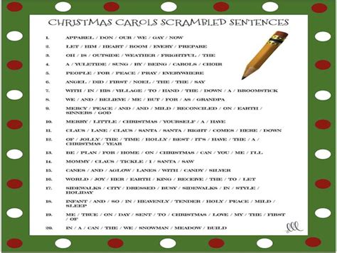 Christmas Carols Scrambled Sentences Activity Teaching Resources