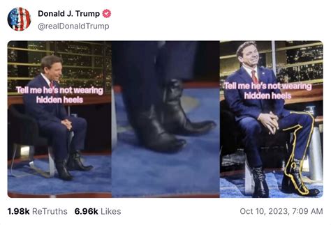 Trump Shares Tiktok Screenshots Insisting Ron Desantis Wears Heels