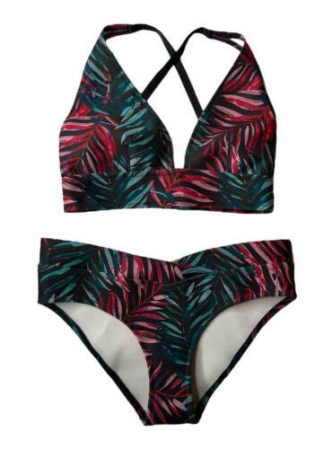 NEW Womens Venus Floral Tropical Palm Leaf Print Scuba Knit Bikini