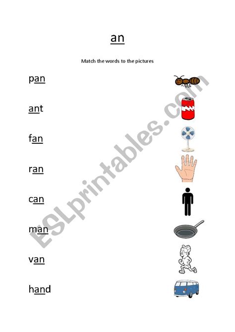 An Phonics Worksheet Matching Excercise Esl Worksheet By Delstutorin