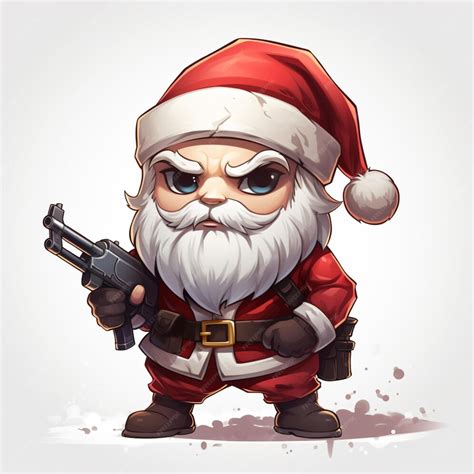Premium Ai Image Cartoon Santa Claus With A Gun Generative Ai