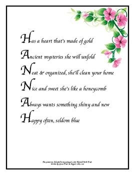 Acrostic Poem Using Names