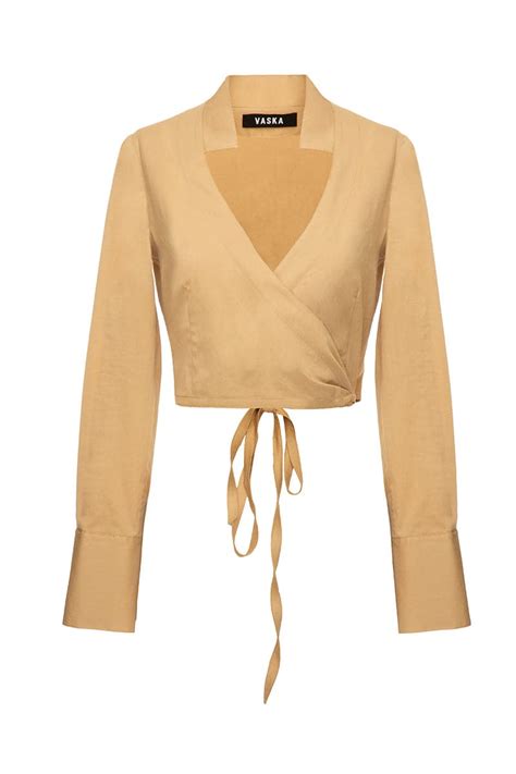 Cropped Tan Wrap Shirt Cult Mia Vaska