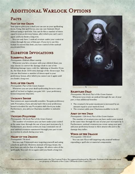 Warlock Pact Of The Grave And Some Extra Invocations UnearthedArcana