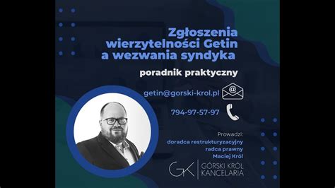 Zg Oszenia Wierzytelno Ci Getin A Wezwania Syndyka Poradnik