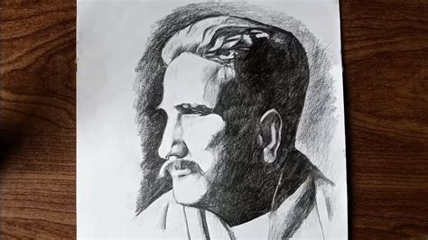 How To Draw Sketch Of Allama Iqbal Allama Iqbal Sketch Step By Step