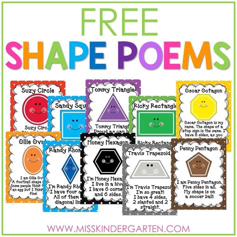 2d Shape Poems And Rhymes Miss Kindergarten