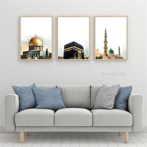 KAYU HIASAN DINDING Islamic Wall Decoration Kaaba Aqsa Nabawi Plus