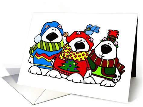 Merry Christmas Three Polar Bears Card 1739984