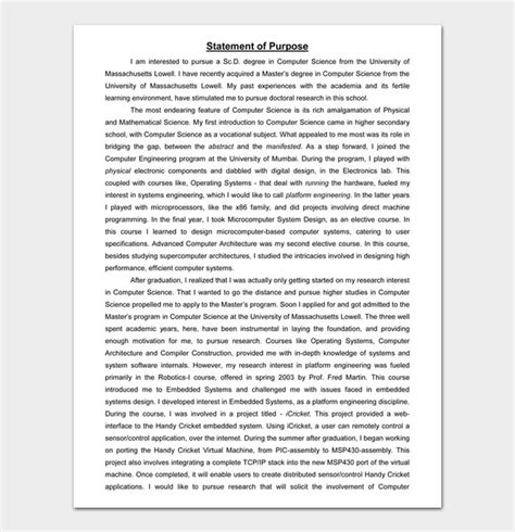 20 Statement of Purpose Examples & Templates (Word | PDF)