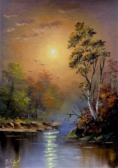 Sunset Landscape Oil Painting By Yasser Fayad Sunset Landscape