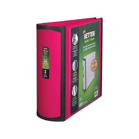 Staples Better 3 Inch D 3 Ring View Binder Pink 15128 Us 702876