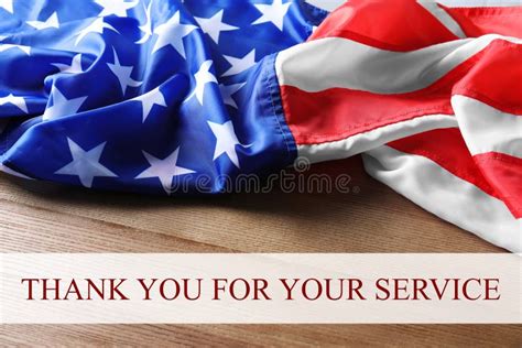 Text Thank You For Your Service And Usa Flag Stock Photo Image Of