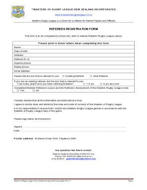 Fillable Online Referee Reg Form Fax Email Print Pdffiller