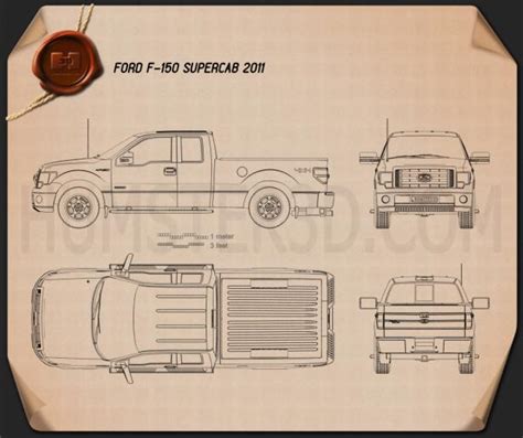 Ford F 150 Super Cab 2011 Blueprint Hum3d