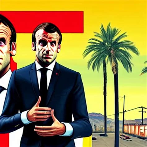 Emmanuel Macron In A Gta V Cover Art By Stephen Bliss Stable