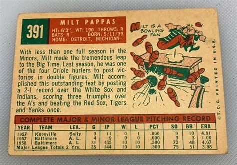 Topps Milt Pappas Baseball Card Baltimore Orioles Ebay