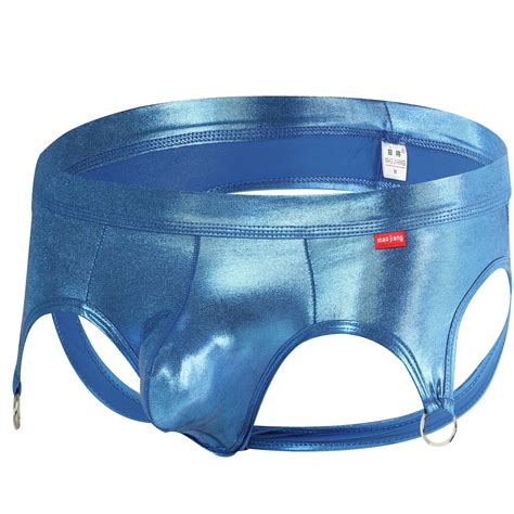 Pk Sexy Gay Mens Underwear Faux Leather Low Rise Cut Out Briefs Underpants Mj Amega