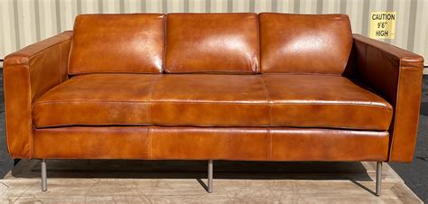 Modern Leather 3 Seater Couch Sofa Southwestern Iron Base 70 West Main