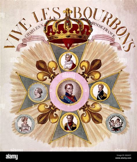 Popular Print Medallions Representing The Bourbon Dynasty With The
