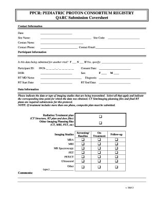 Fillable Online Qarc PPCR QARC Coversheet Template 05012013 Doc Fax