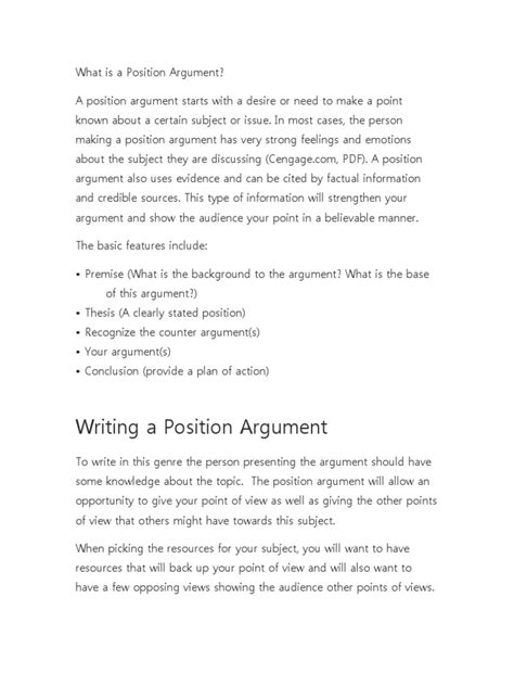position argument  argument opinion