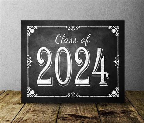 Class Of 2024 Chalkboard School Sign Printable Digital First Etsy