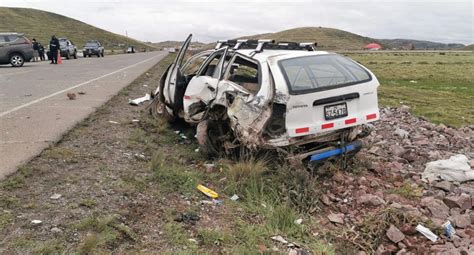 Puno Choque de vehículos en la vía Juliaca Arequipa deja seis heridos