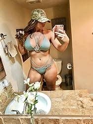 Amazon Qinsen Women Sexy Halter Bikini Sets Criss Bandage Pcs Bathing Suit Army Green L