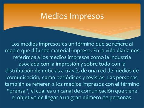 Medios Impresos Y Medios Publicitarios Ppt