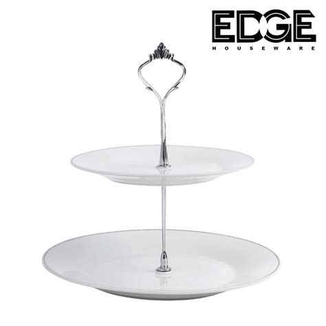 Edge Ceramic Cupcake Stand 2 Tier Ceramic Dessert Display Tower Pastry