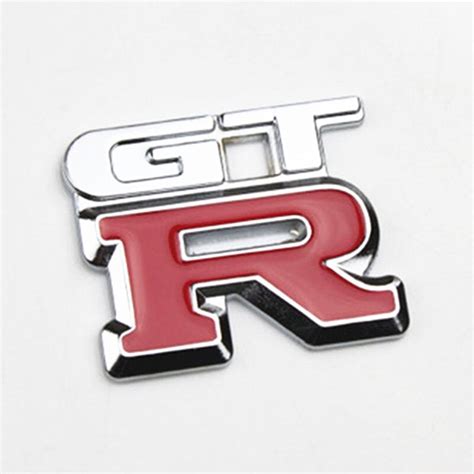 Car styling HOT 3D GTR TRUNK BADGE SILVER EMBLEM RED CHROME fit FOR ...