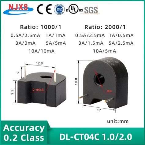 Pcb Mount Precision Micro Current Transformer 2 Pins 5a 2 5ma 10a 20a