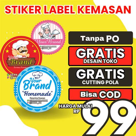 Jual Cetak Stiker Label Makanan Minuman Olshop Murah Sudah Di Cutting Shopee Indonesia