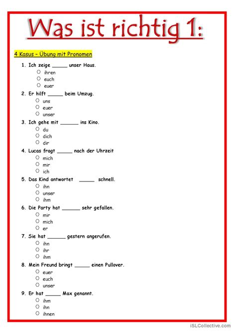 Was Ist Richtig Pronomen Allgemein Deutsch Daf Arbeitsbl Tter Pdf Doc