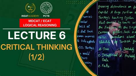 Logical Reasoning Mdcat Ecat Lecture Critical Thinking