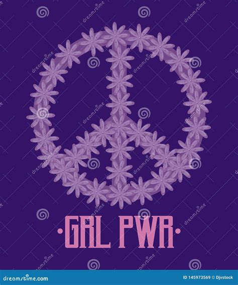 Girl Power Celebration Card with Symbol Peace and Love Stock