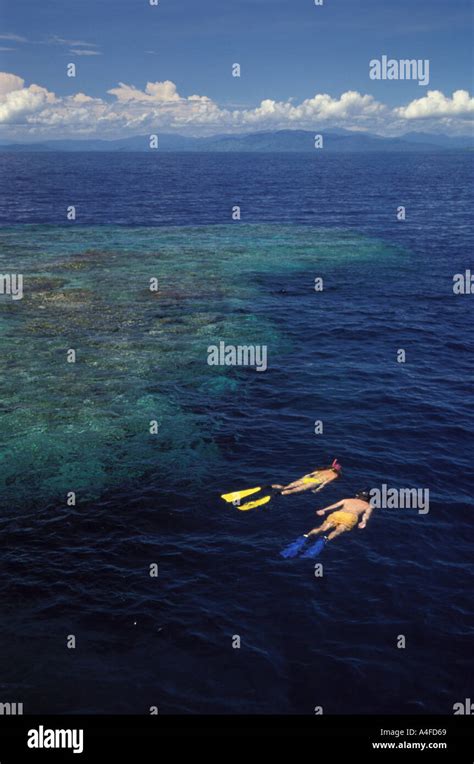 Snorkelers On Papua New Guinea Reef Stock Photo Alamy